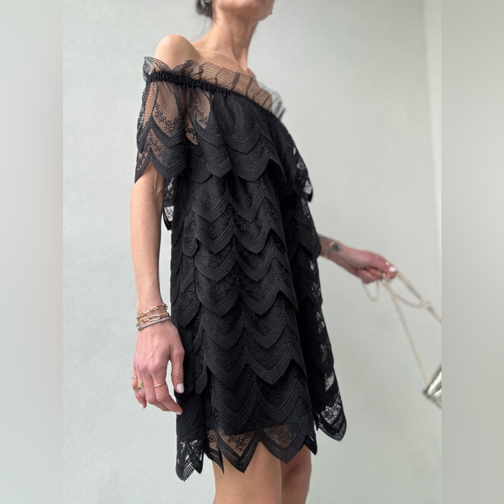 Alexis off the shoulder cocktail lace dress